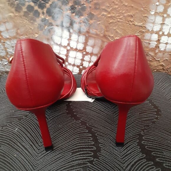 Zara Nwt Red Strappy Fisherman Style Women's Heels - Picture 5 of 13